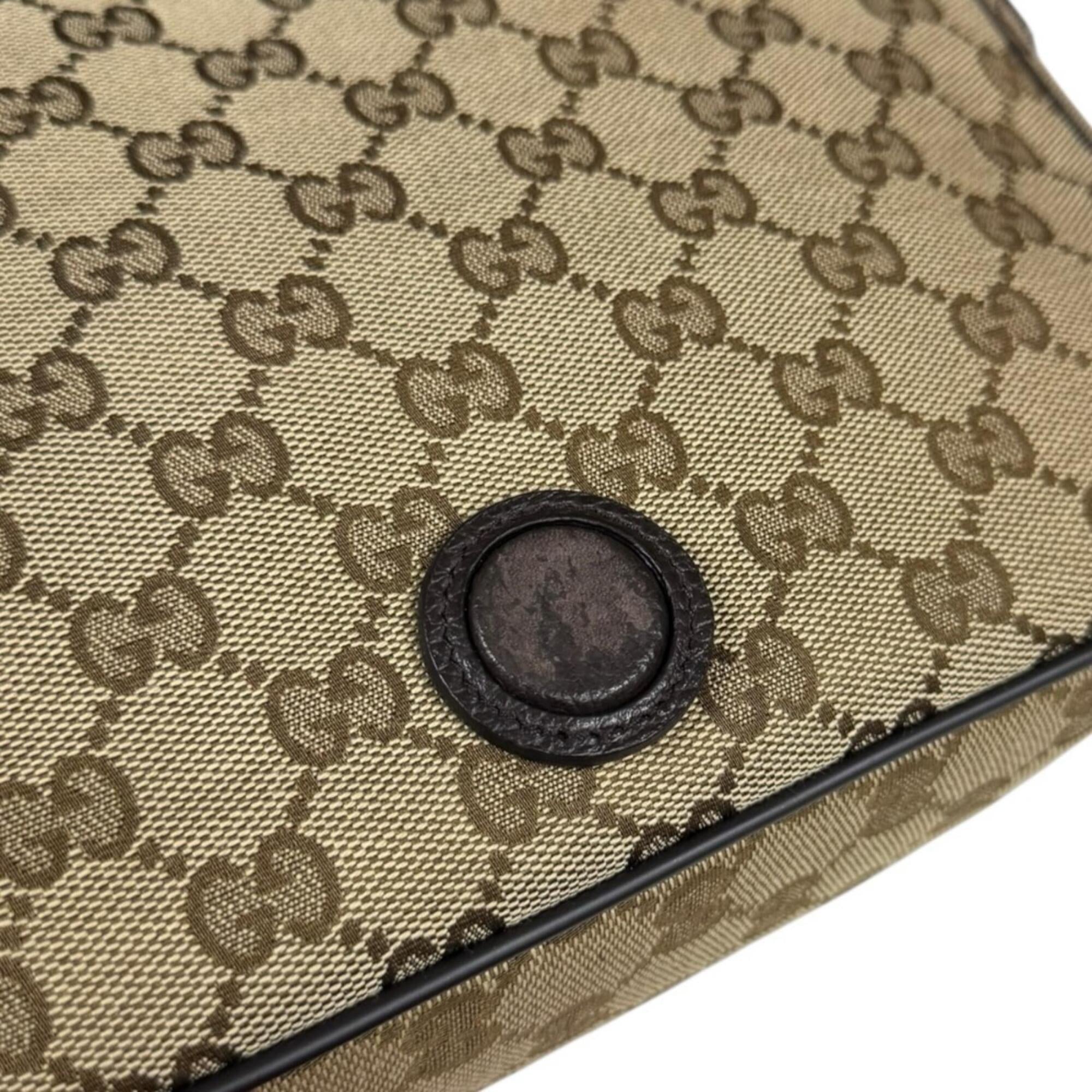 Gucci Beige Dark Brown Gg Canvas Leather Messenger Bag Shoulder Bag (Pre-Owned)