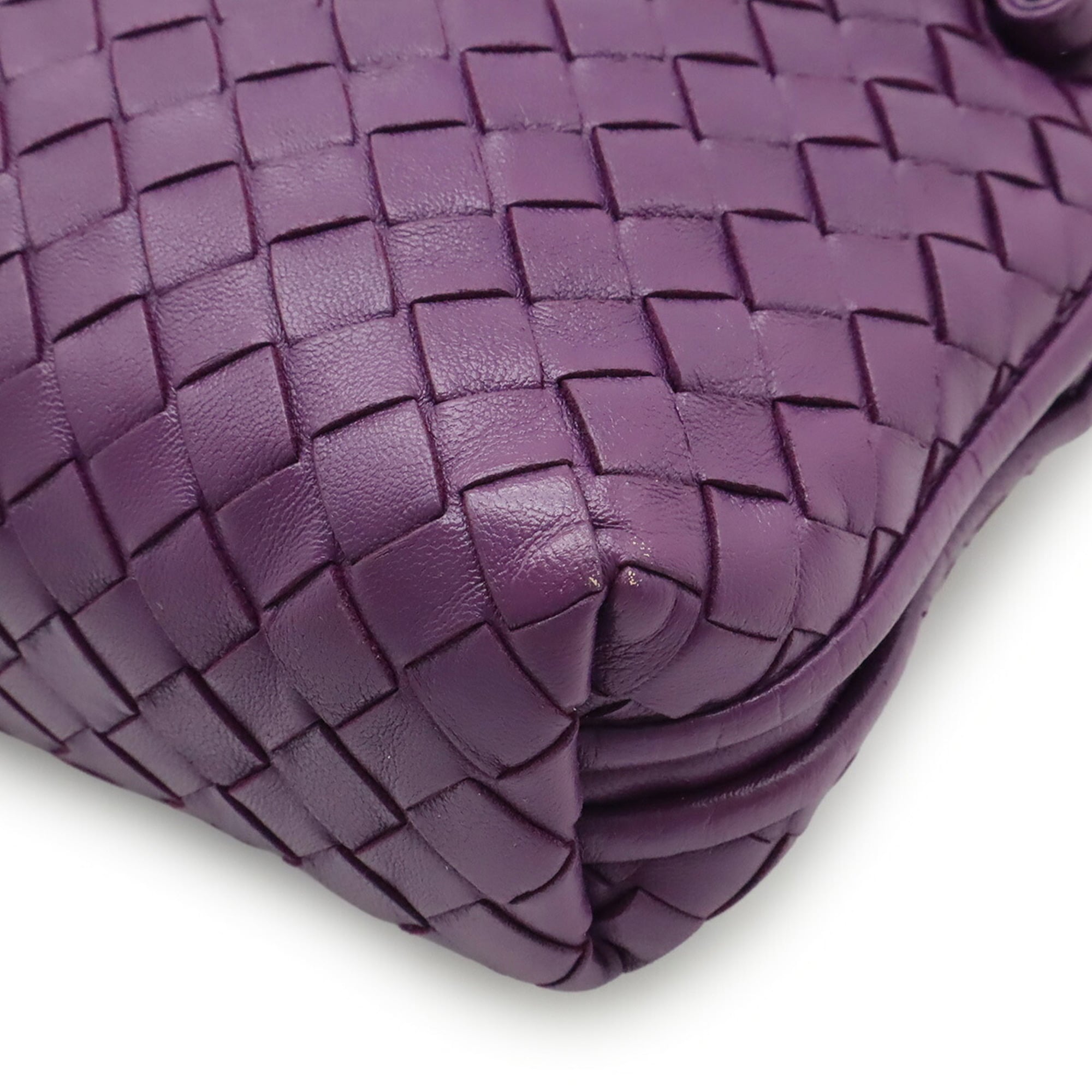 Bottega Veneta Intrecciato Purple Leather Pochette Shoulder Bag