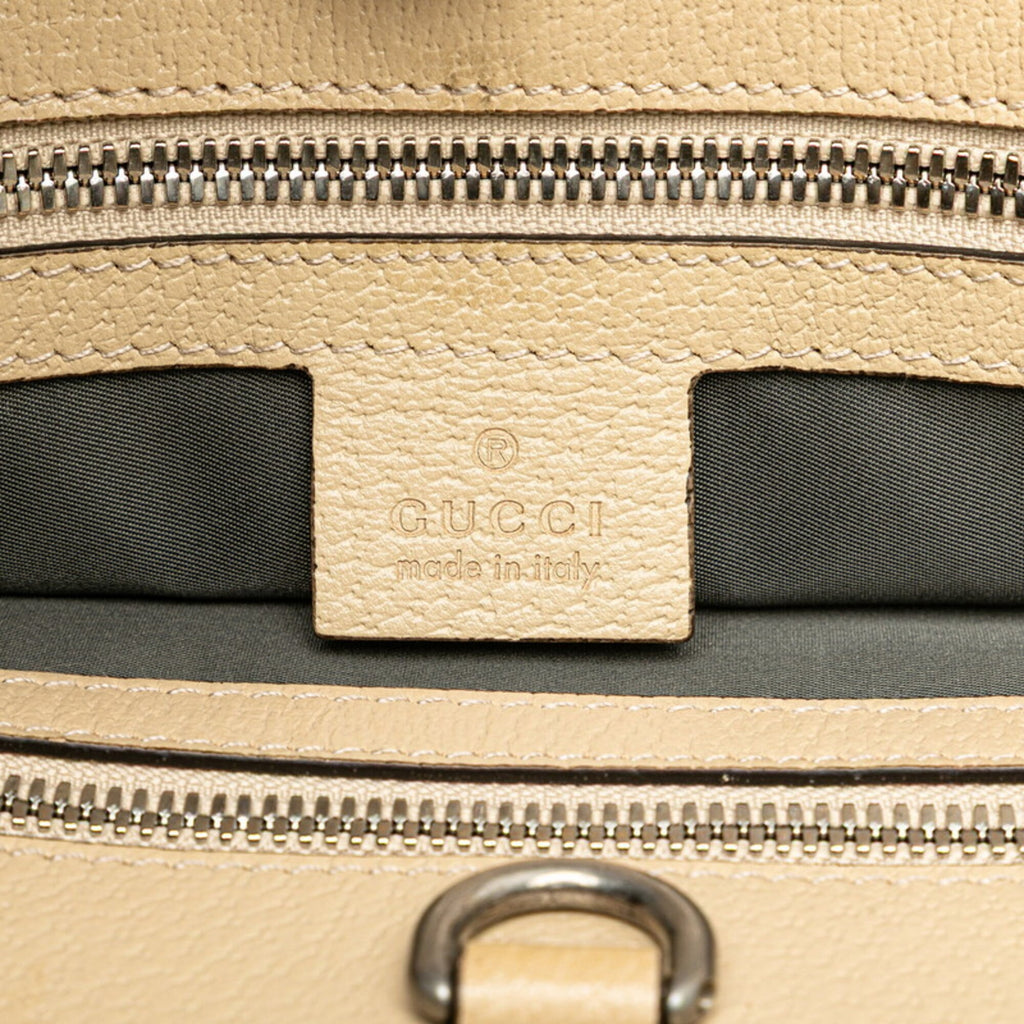 Gucci Beige Gray Nylon Leather Handbag Shoulder Bag (Pre-Owned)