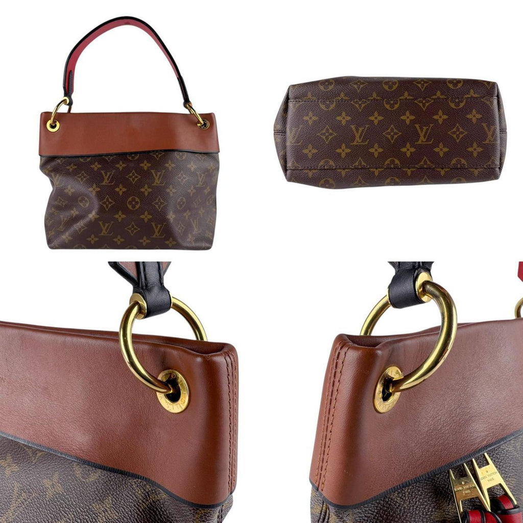 Louis Vuitton Brown Red Color Monogram Handbag Shoulder Bag