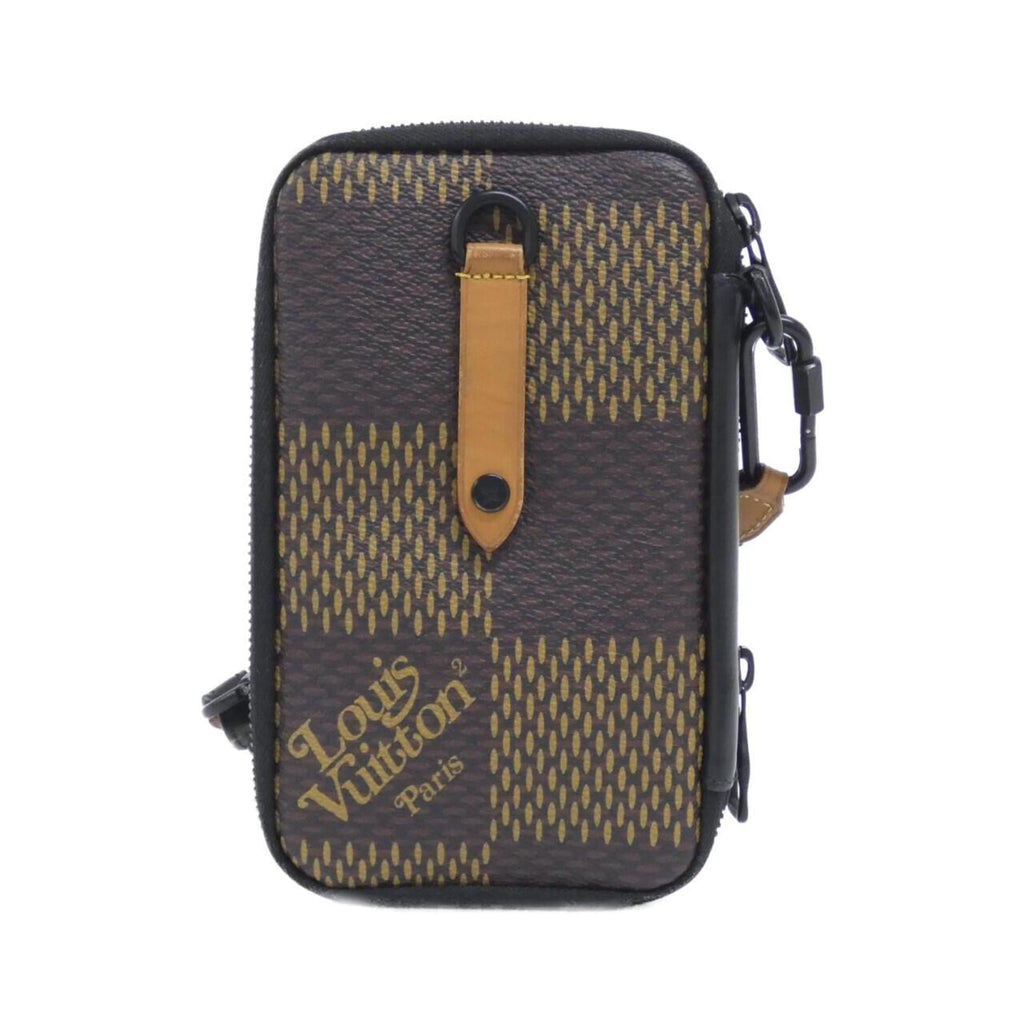 Louis Vuitton Black Brown Coated Canvas Phone Wallet