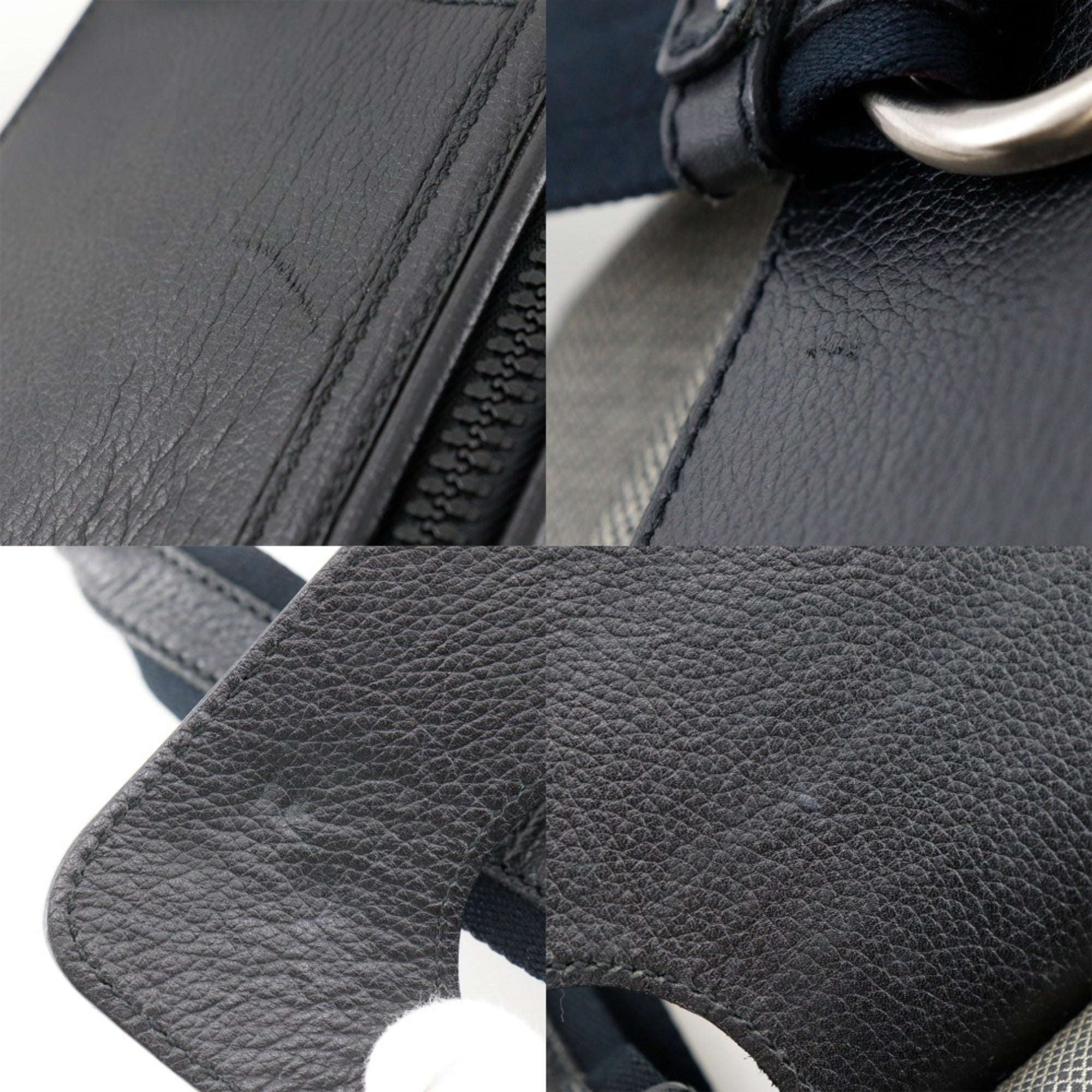 Bottega Veneta Black Gray Canvas Leather Tote Bag
