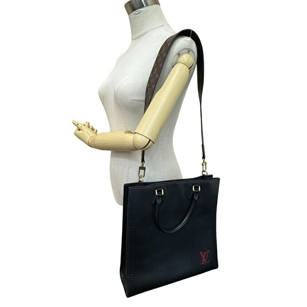 Louis Vuitton Black Leather Handbag Tote Bag