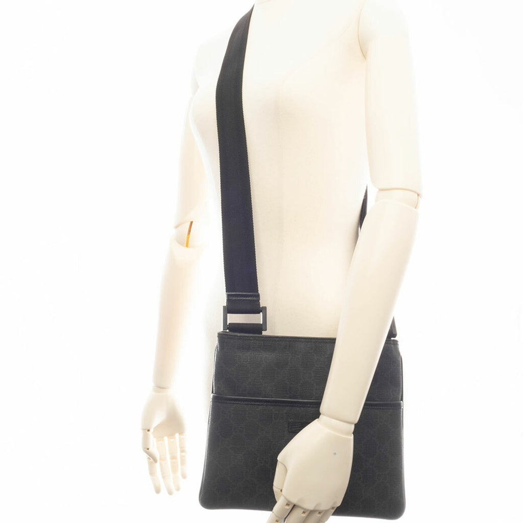 Gucci Gray Gg Supreme Leather Shoulder Bag (Pre-Owned)