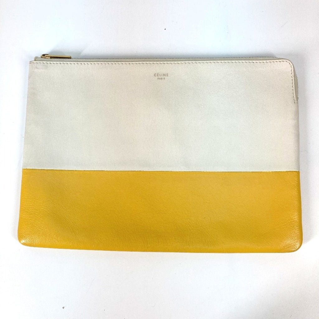 Celine White Leather Clutch Bag