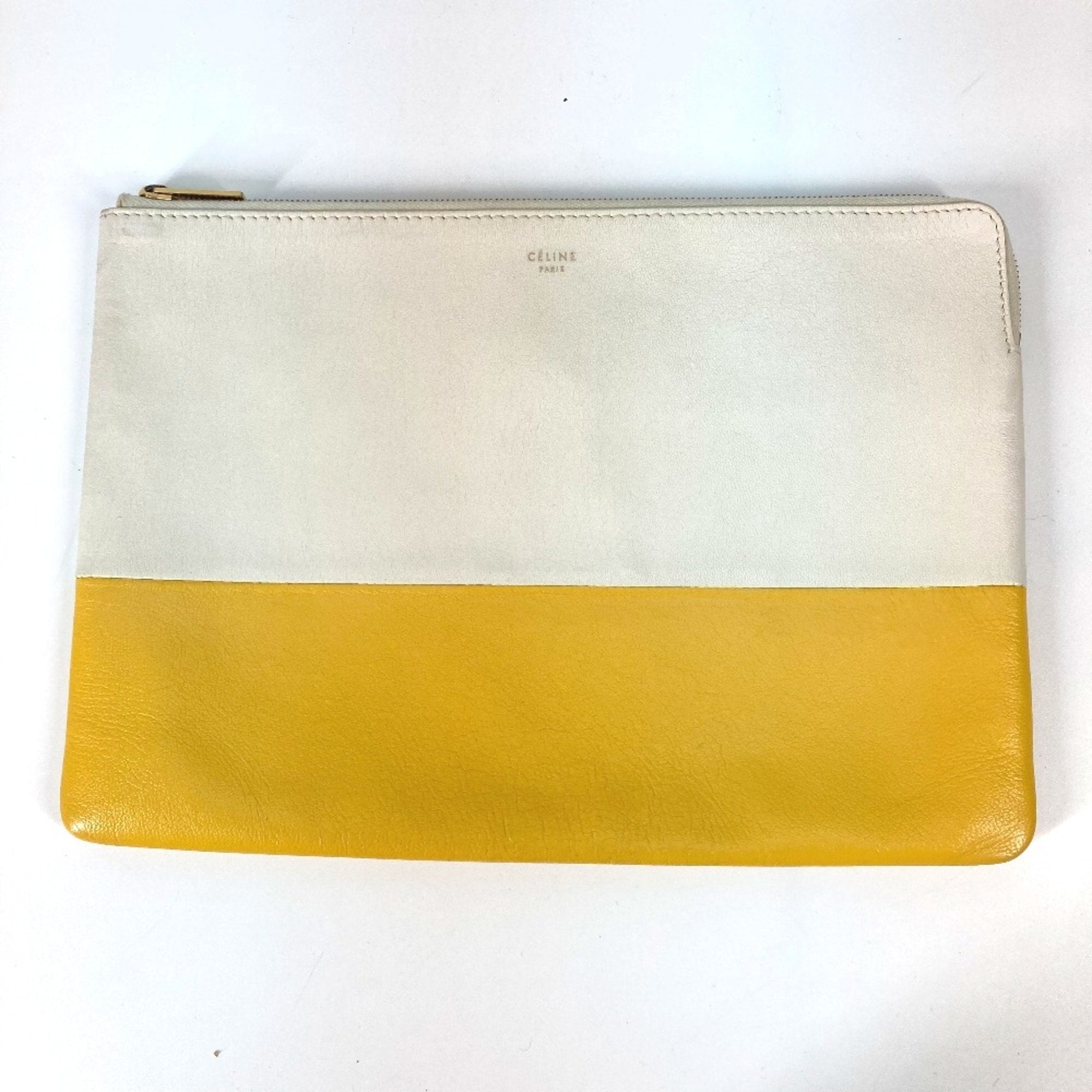 Celine White Leather Clutch Bag