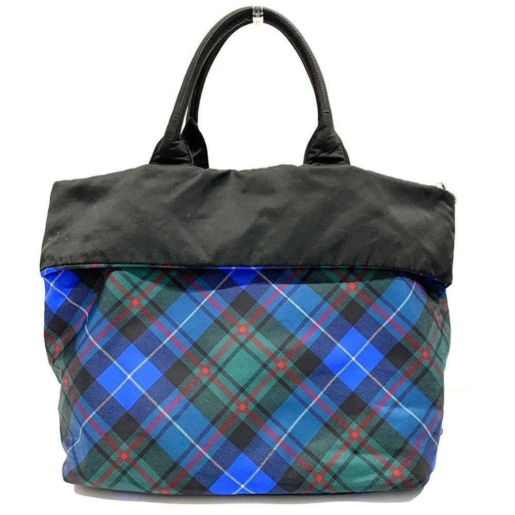 Prada Black Blue Nylon Leather Handbag Shoulder Bag