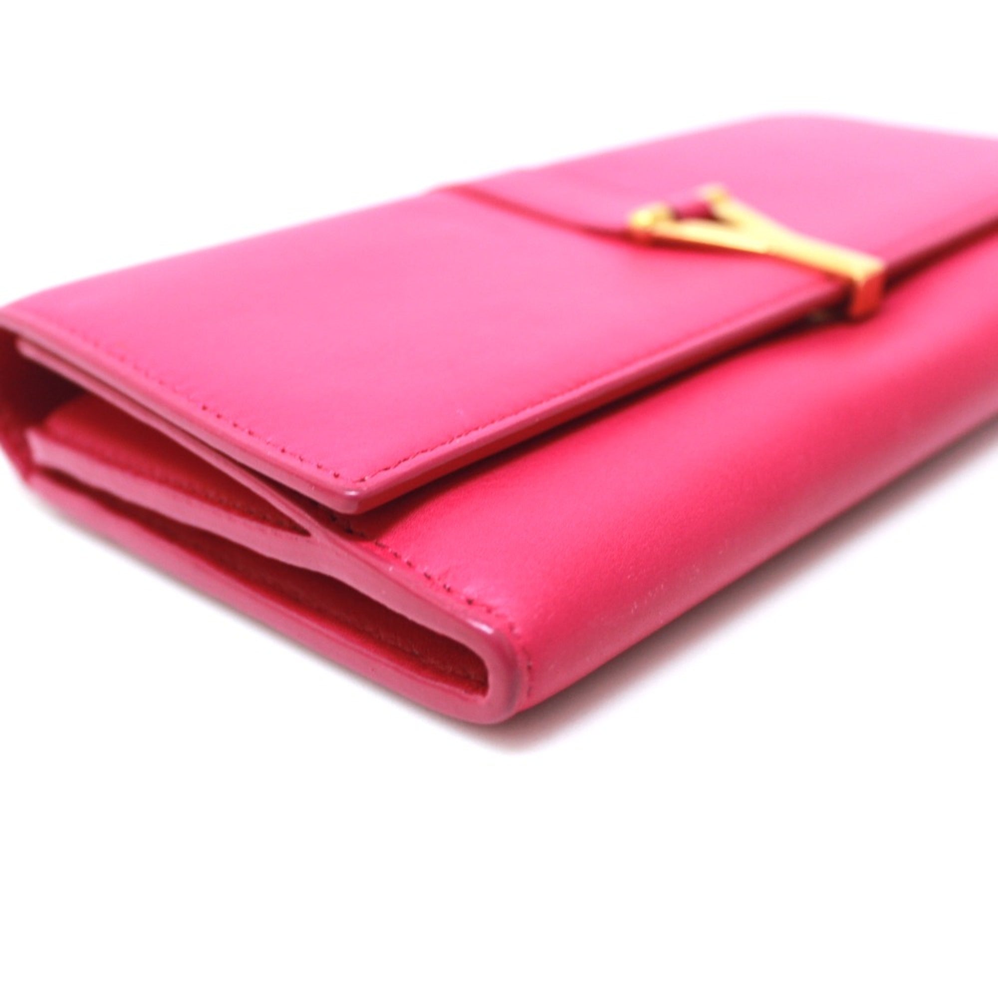 Saint Laurent Pink Leather Long Wallet (Bi-Fold) (Pre-Owned)