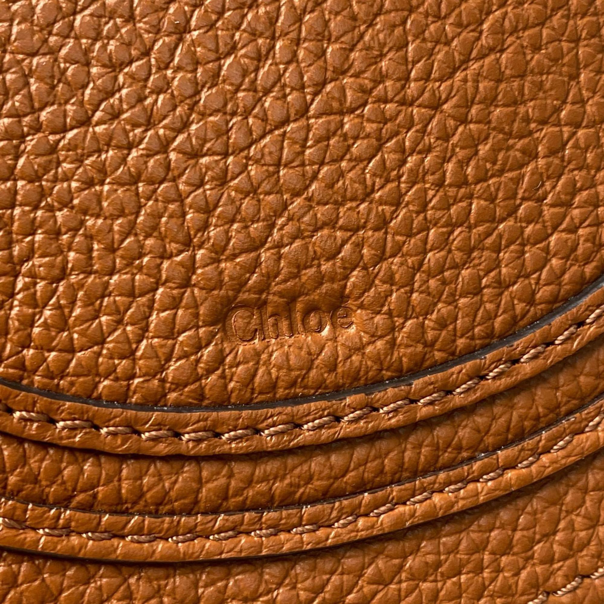 Chloé Beige Brown Raffia Leather Shoulder Bag (Pre-Owned)