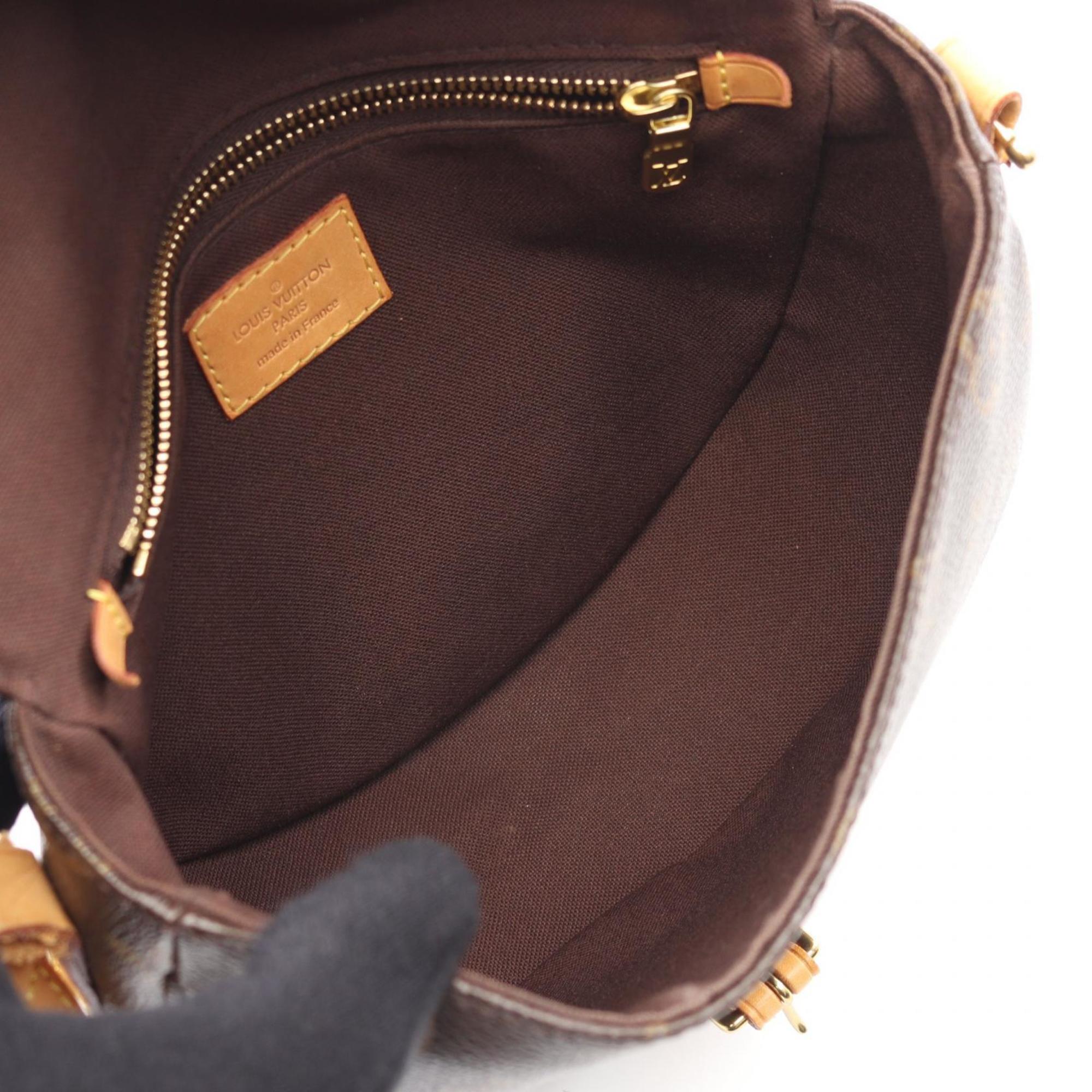 Louis Vuitton Brown Coated Canvas Leather Shoulder Bag