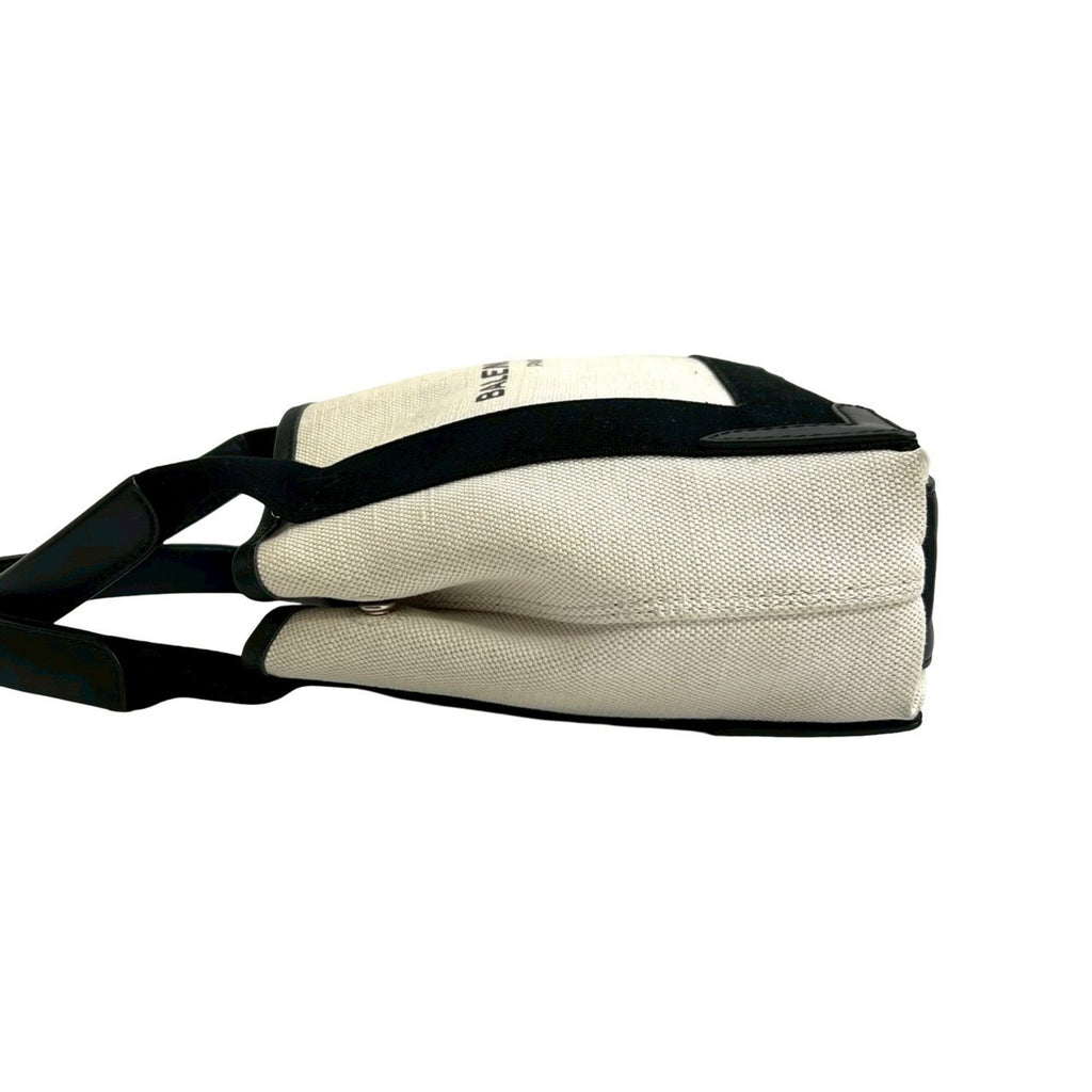 Balenciaga Black Ivory Canvas Leather Handbag Pouch Shoulder