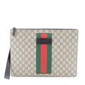 Gucci Sherry Line Brown Leather Coated Canvas Handbag (Pre-Owned)