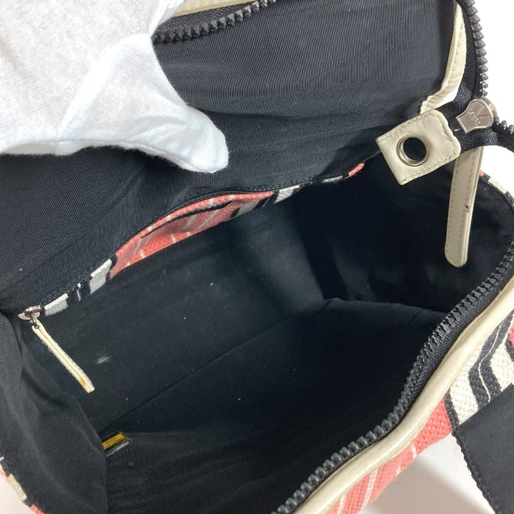 Chanel Black Pink White Canvas Leather Shoulder Bag Tote Bag
