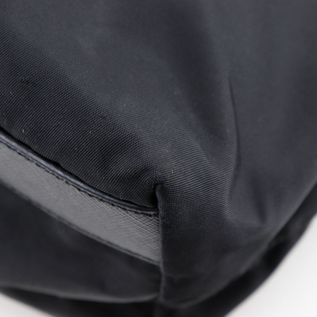Prada Black Nero Nylon Leather Tote Bag