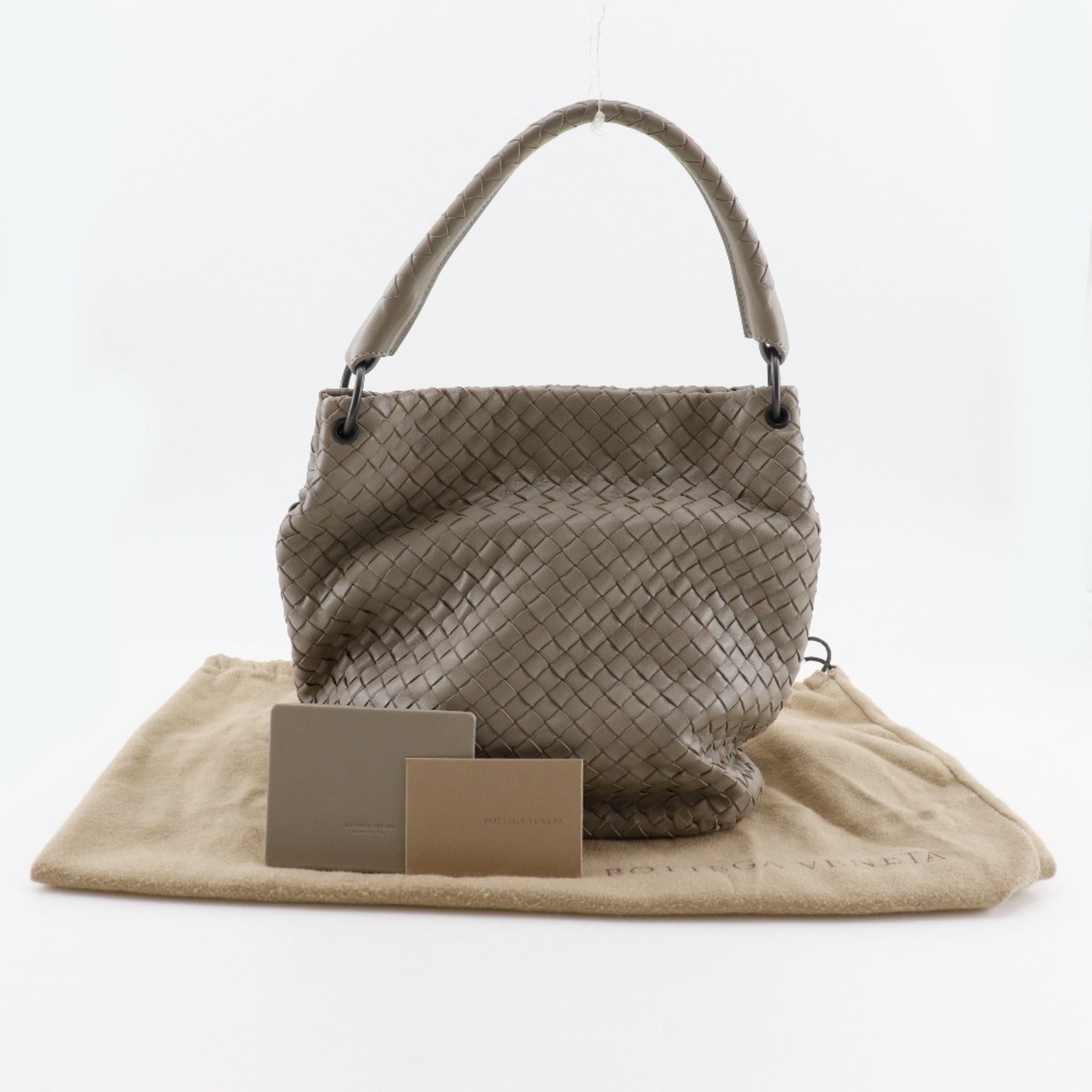 Bottega Veneta Gray Intrecciato Shoulder Bag