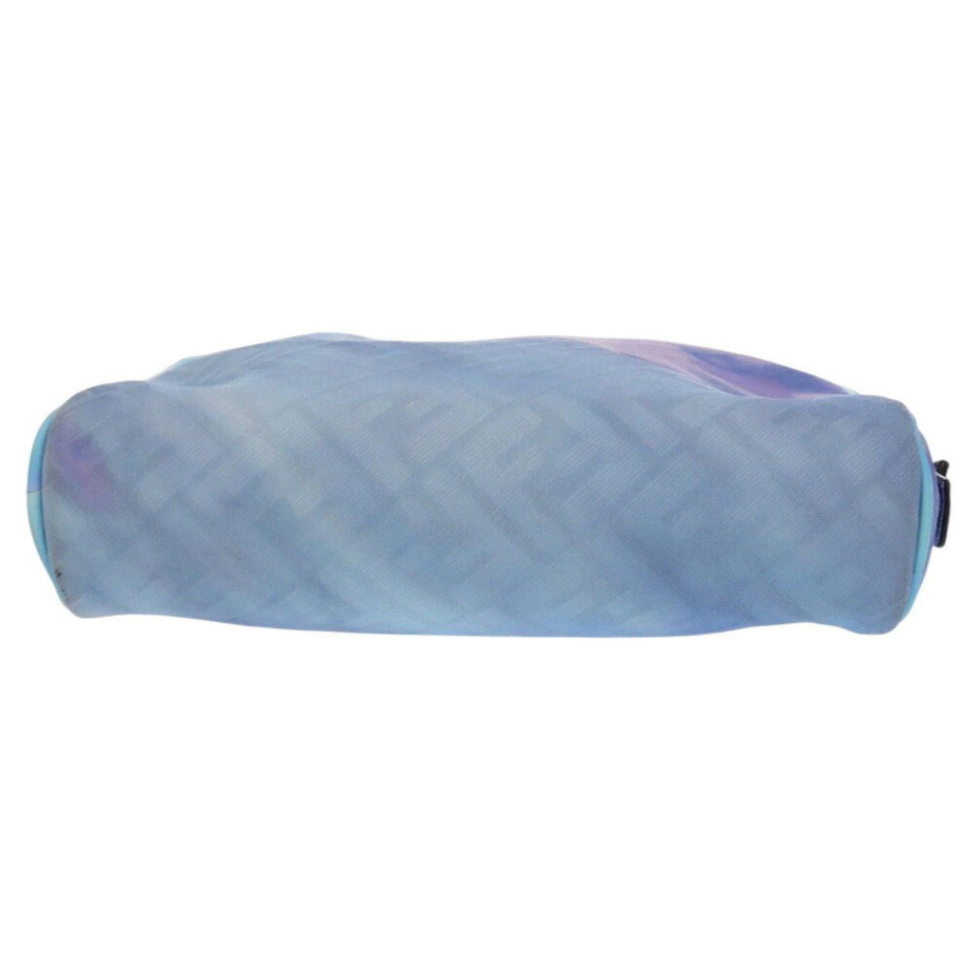 Fendi Light Blue Purple Yellow Fabric Leather Pouch