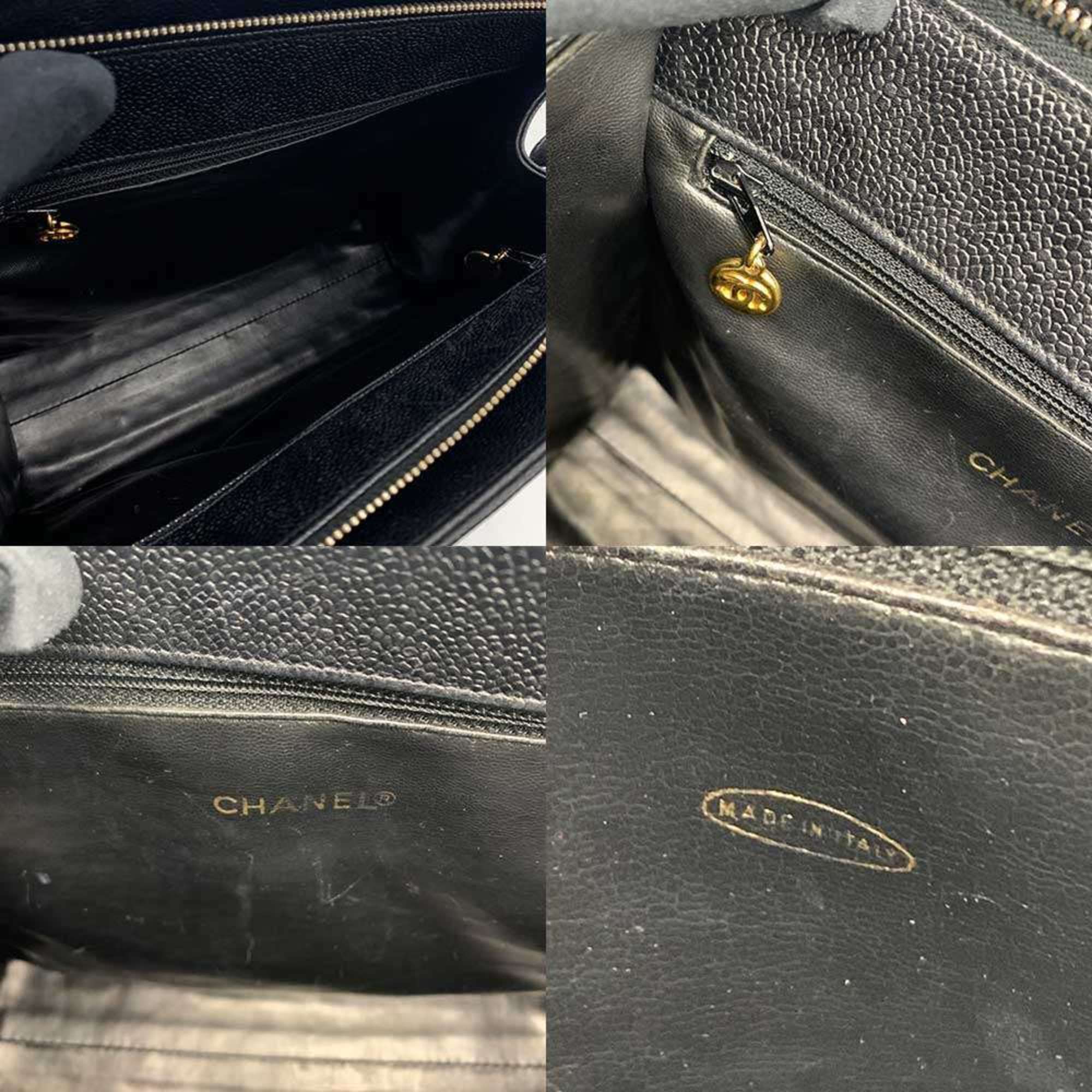 Chanel Black Grained Calfskin Handbag Tote Bag