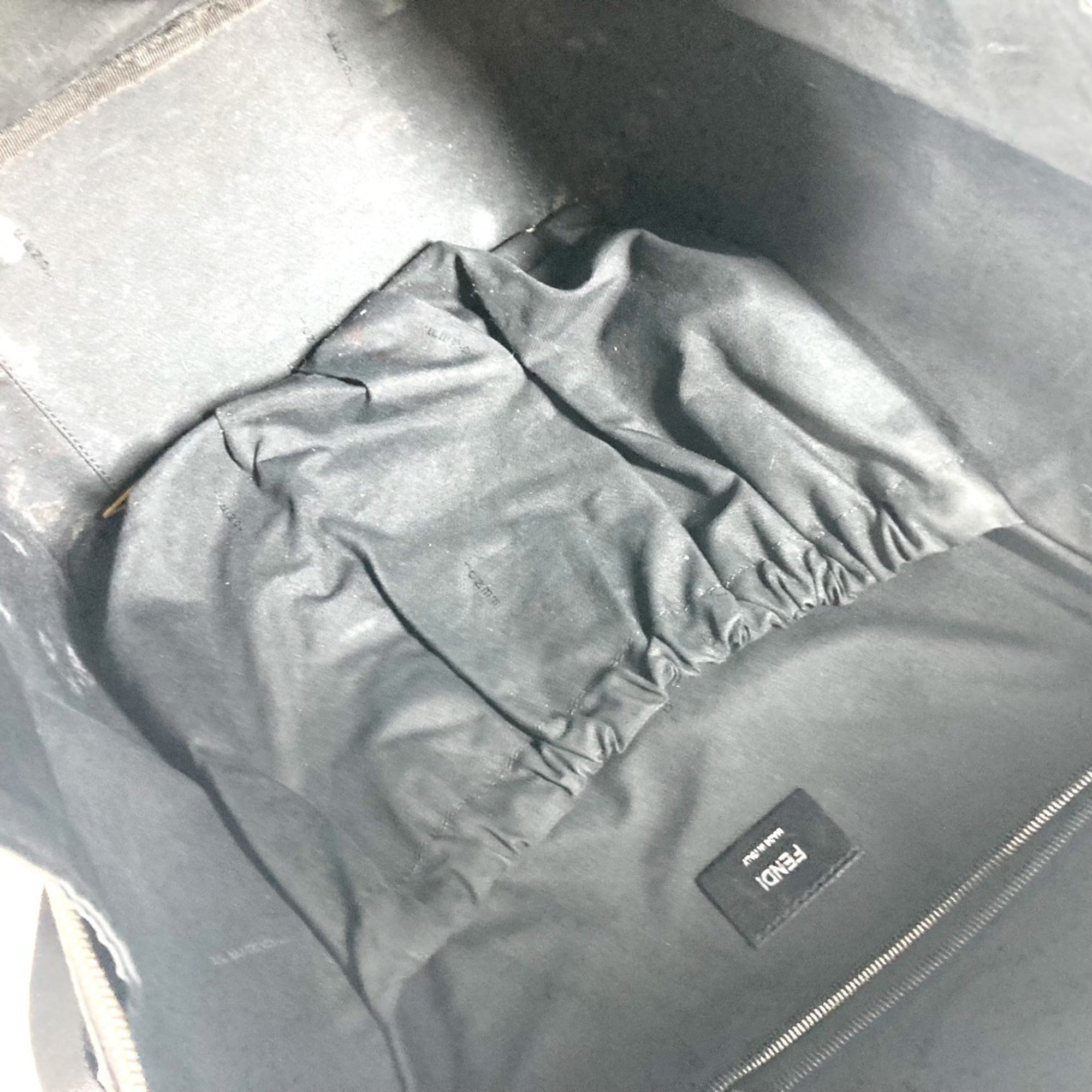 Fendi Black Gray Canvas Leather Backpack