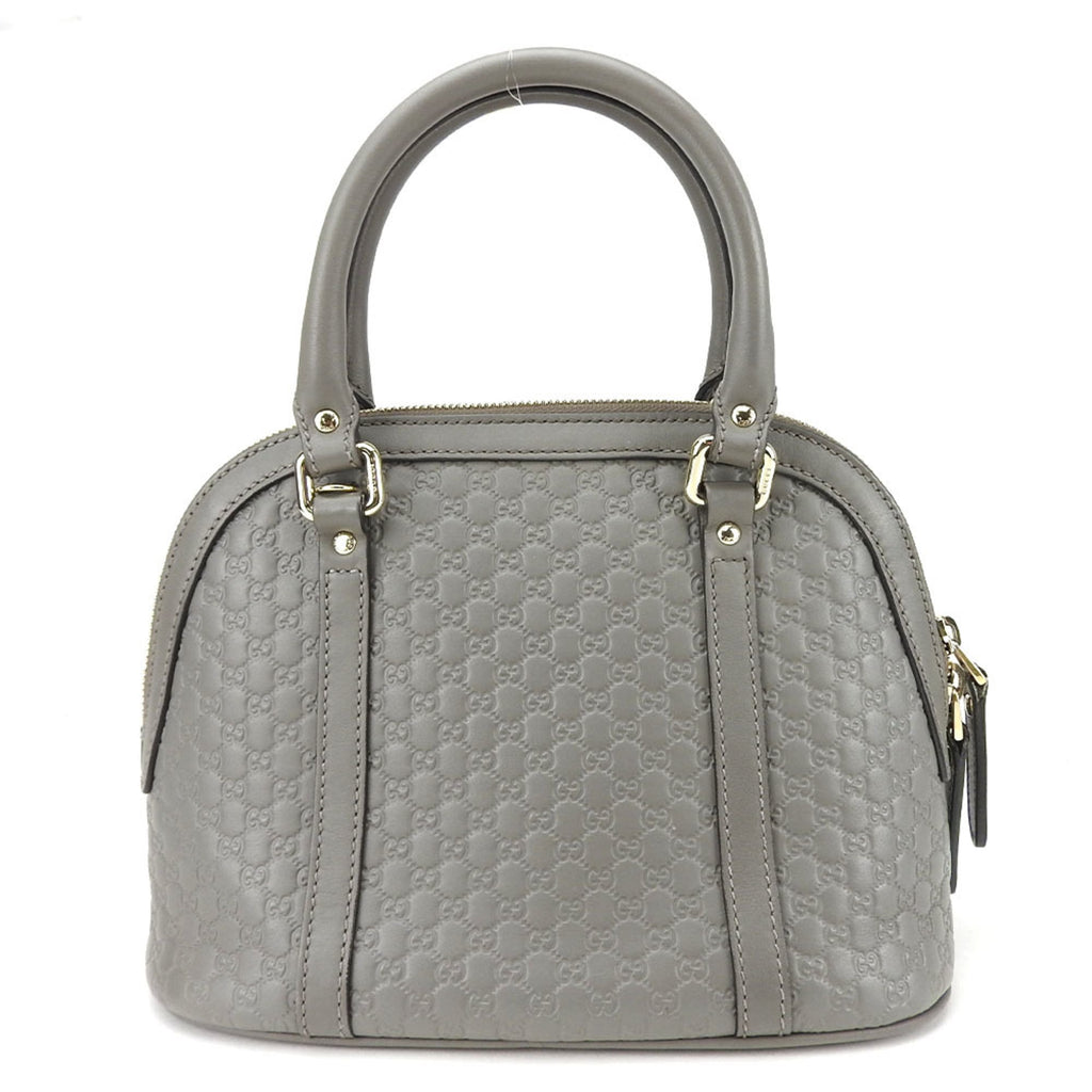 Gucci Gray Leather Handbag Shoulder Bag (Pre-Owned)