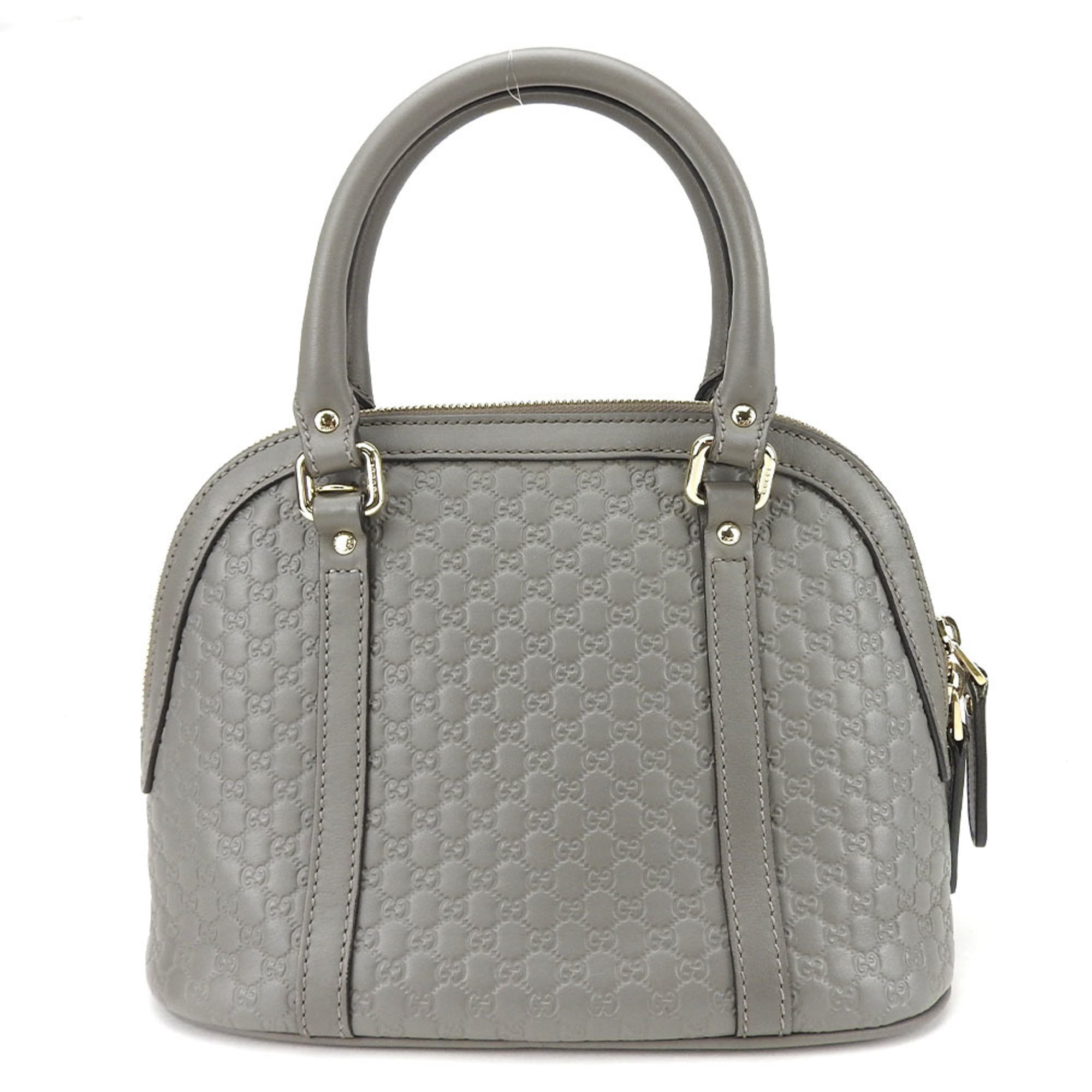 Gucci Gray Leather Handbag Shoulder Bag (Pre-Owned)