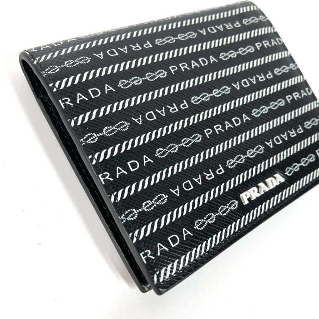 Prada Black White Leather Wallet (Bi-Fold)
