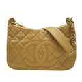 Chanel Beige Grained Calfskin Shoulder Bag