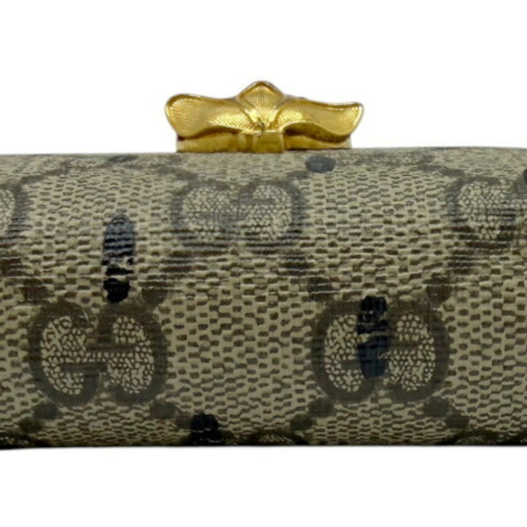 Gucci Beige Black Red Color Gg Supreme Middle Wallet (Bi-Fold) (Pre-Owned)