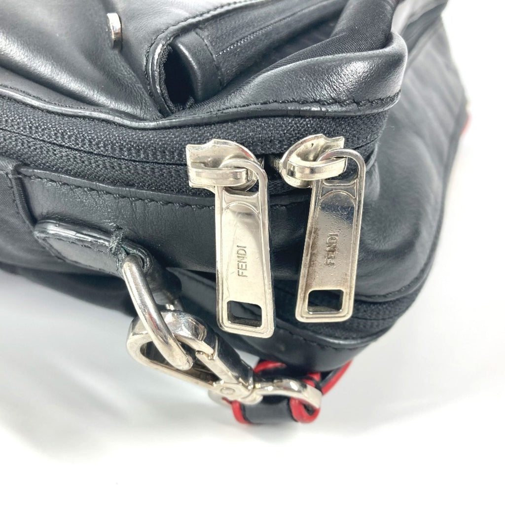 Fendi Black Nylon Leather Handbag Pochette Shoulder Bag
