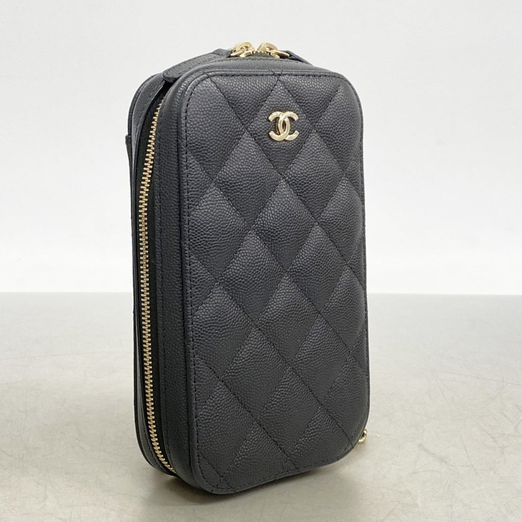 Chanel Black Grained Calfskin Shoulder Bag