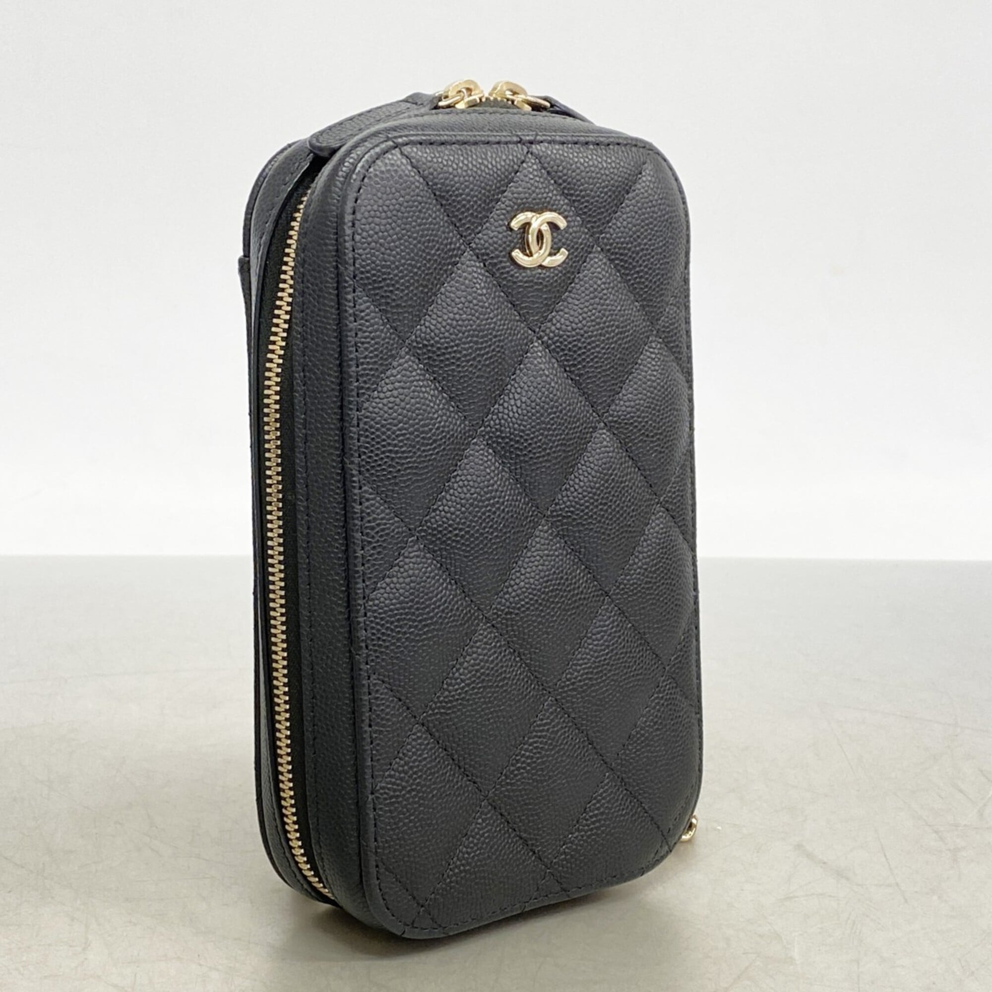 Chanel Black Grained Calfskin Shoulder Bag