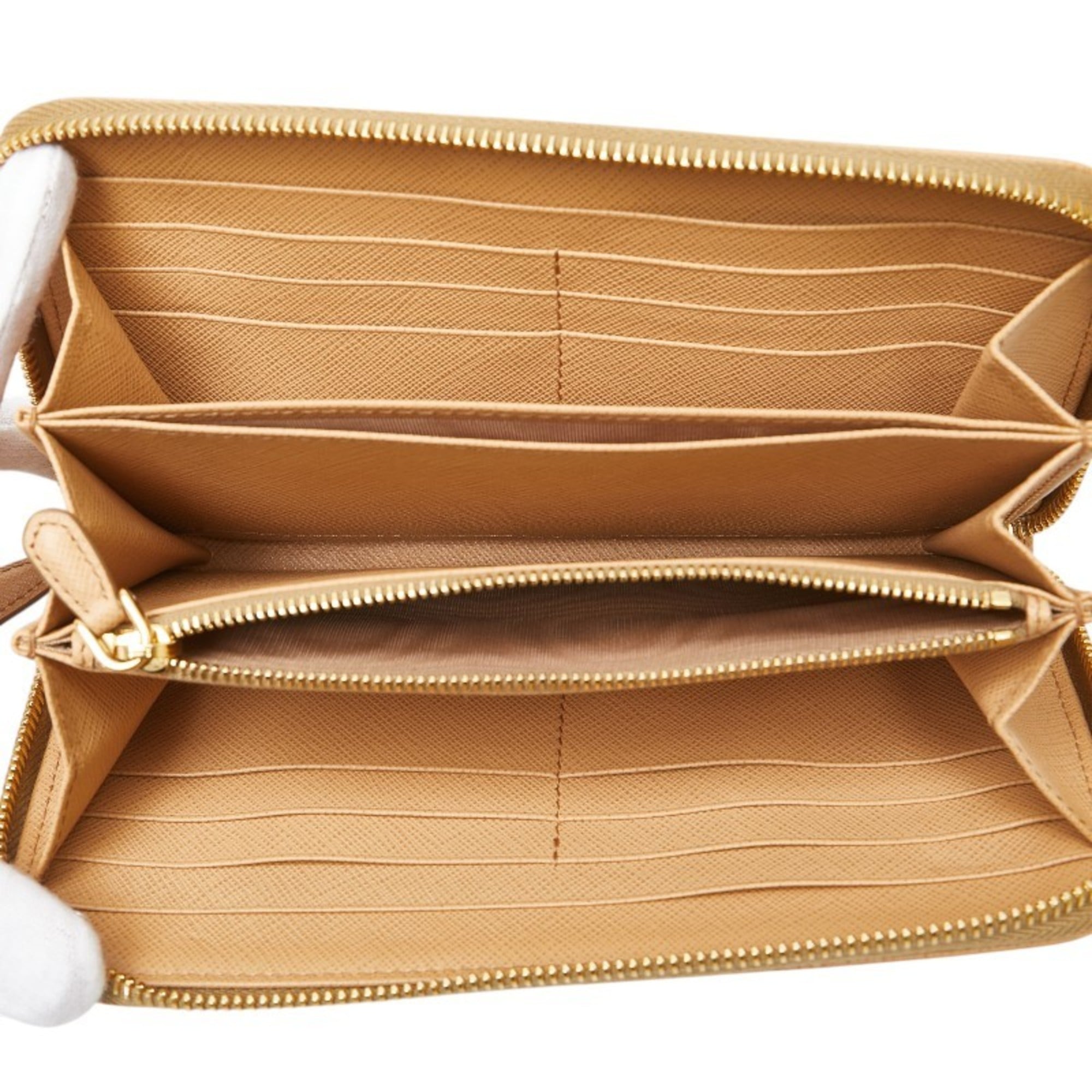 Prada Beige Leather Long Wallet (Bi-Fold)