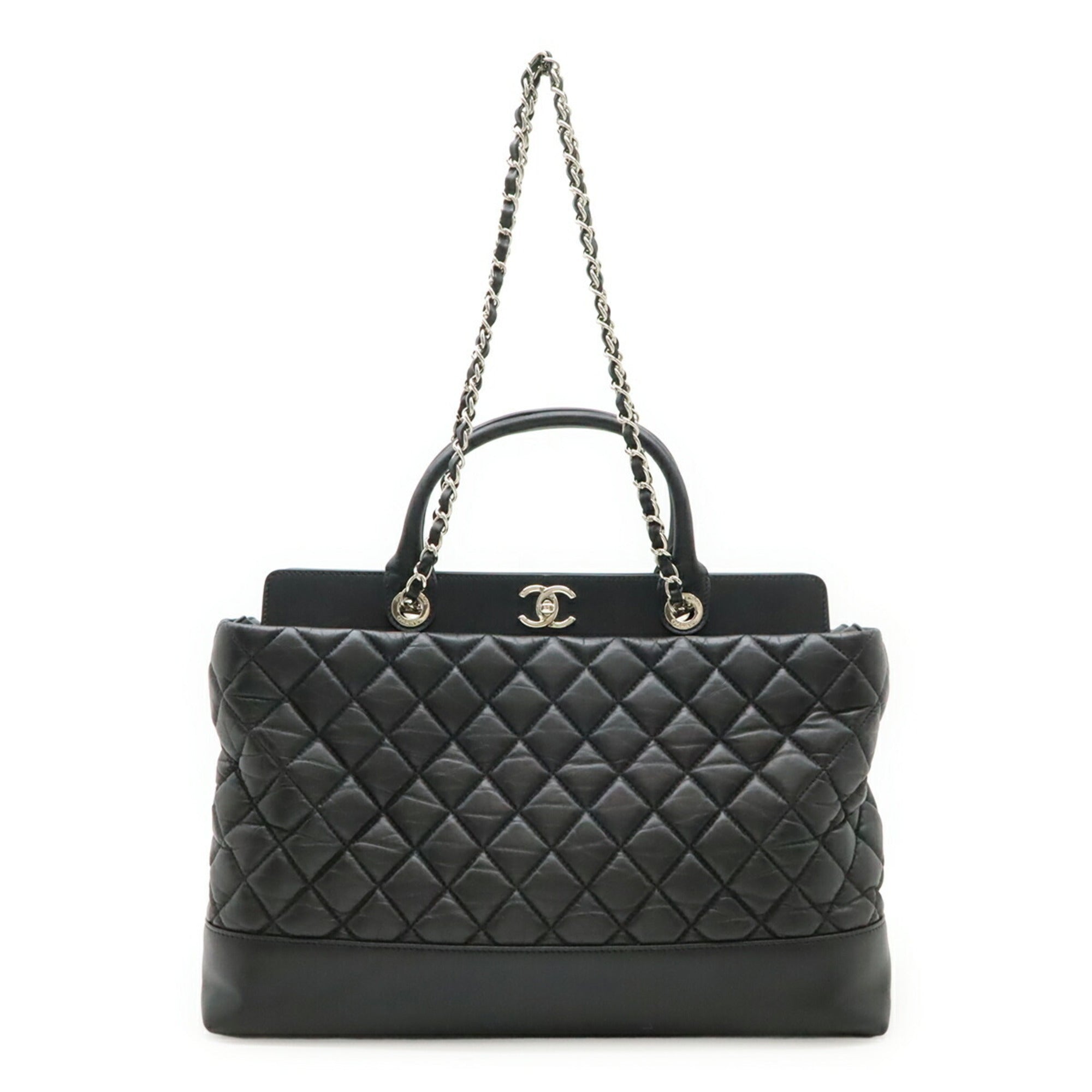Chanel Matelasse Black Leather Shoulder Bag Tote Bag