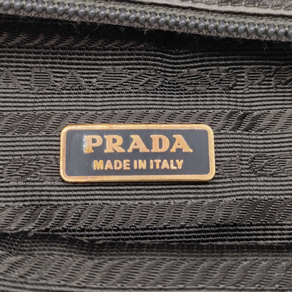 Prada Metallic Gray Canvas Pouch