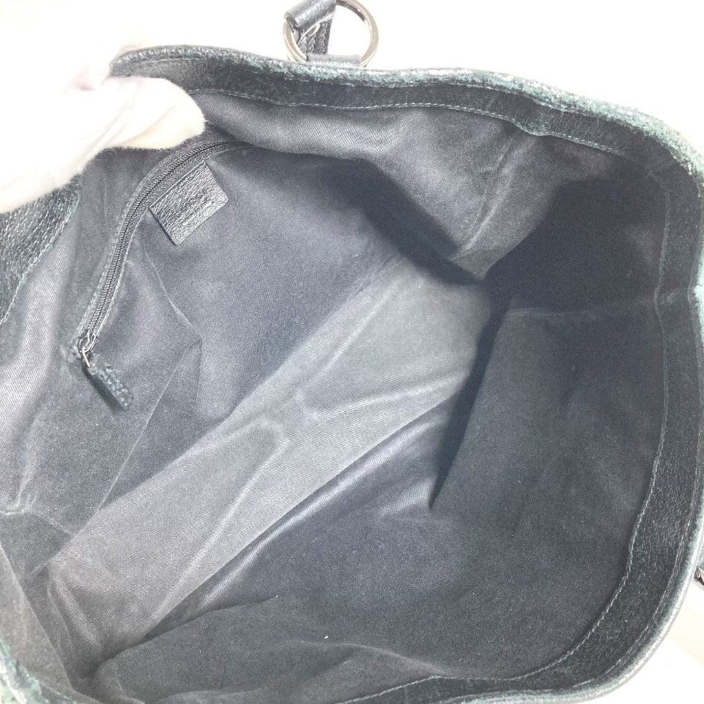 Gucci Black Gray Gg Canvas Leather Shoulder Bag Tote Bag (Pre-Owned)