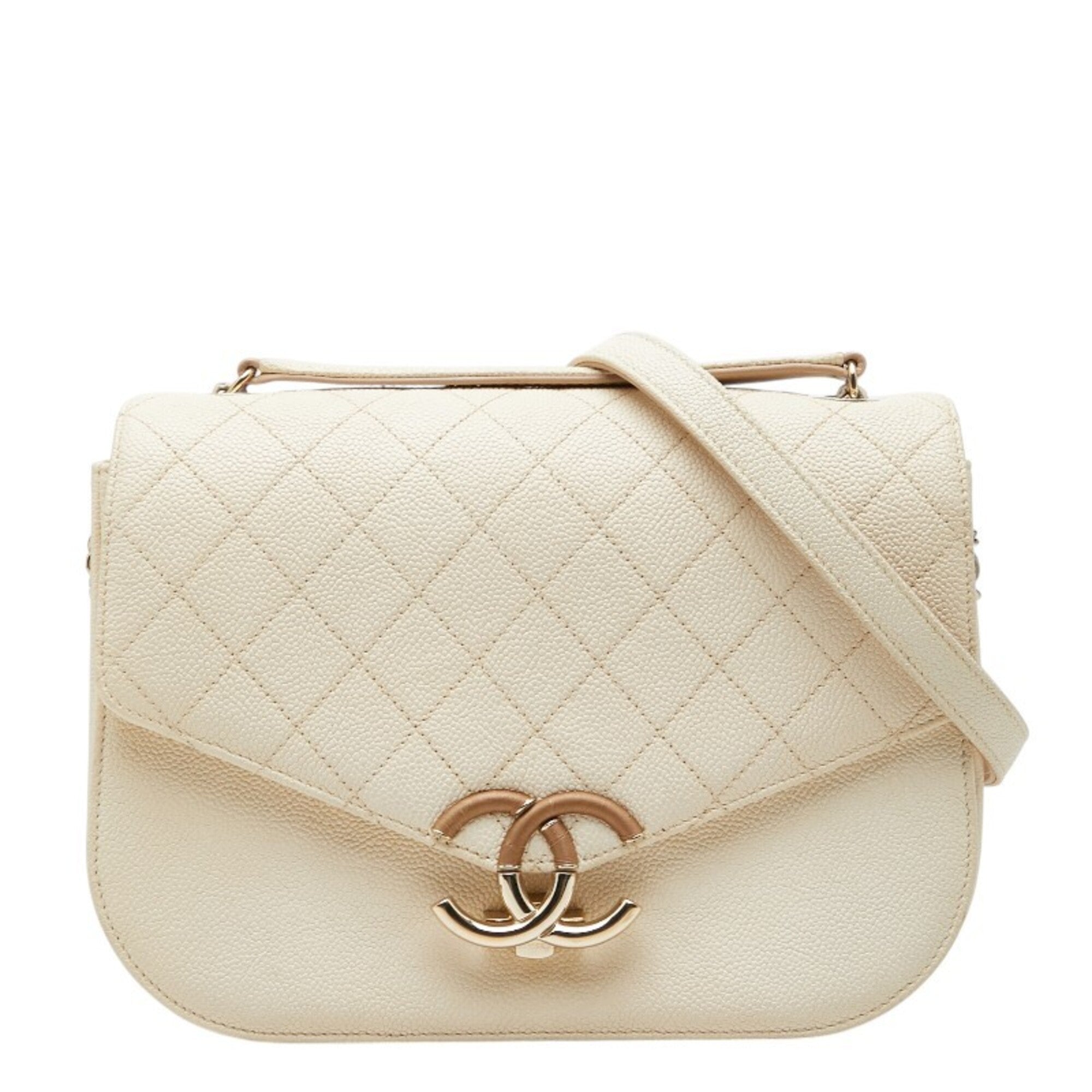 Chanel Beige Grained Calfskin Shopping Bag