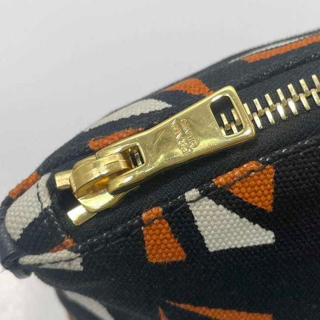 Prada Black Orange Canvas Leather Pouch