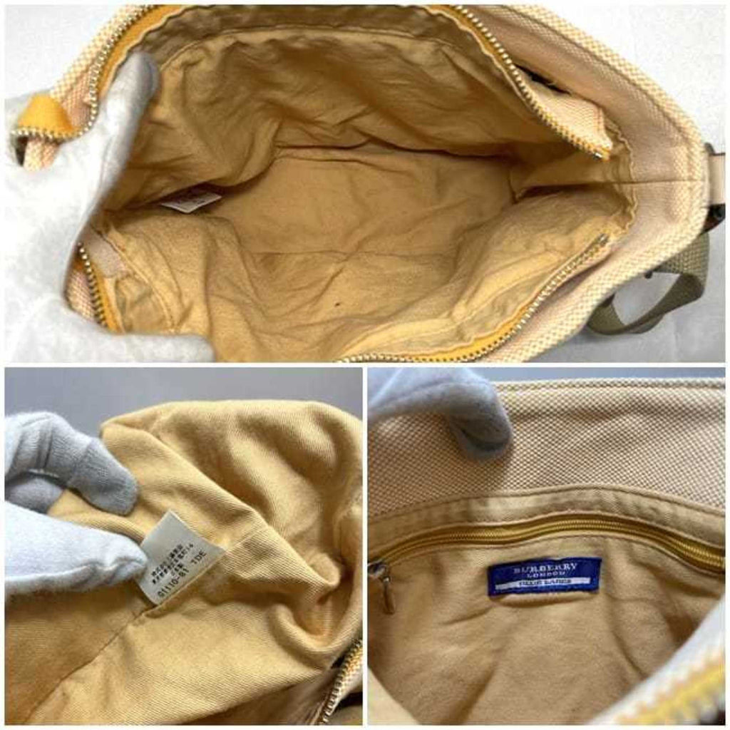 Burberry Beige Orange Canvas Shoulder Bag