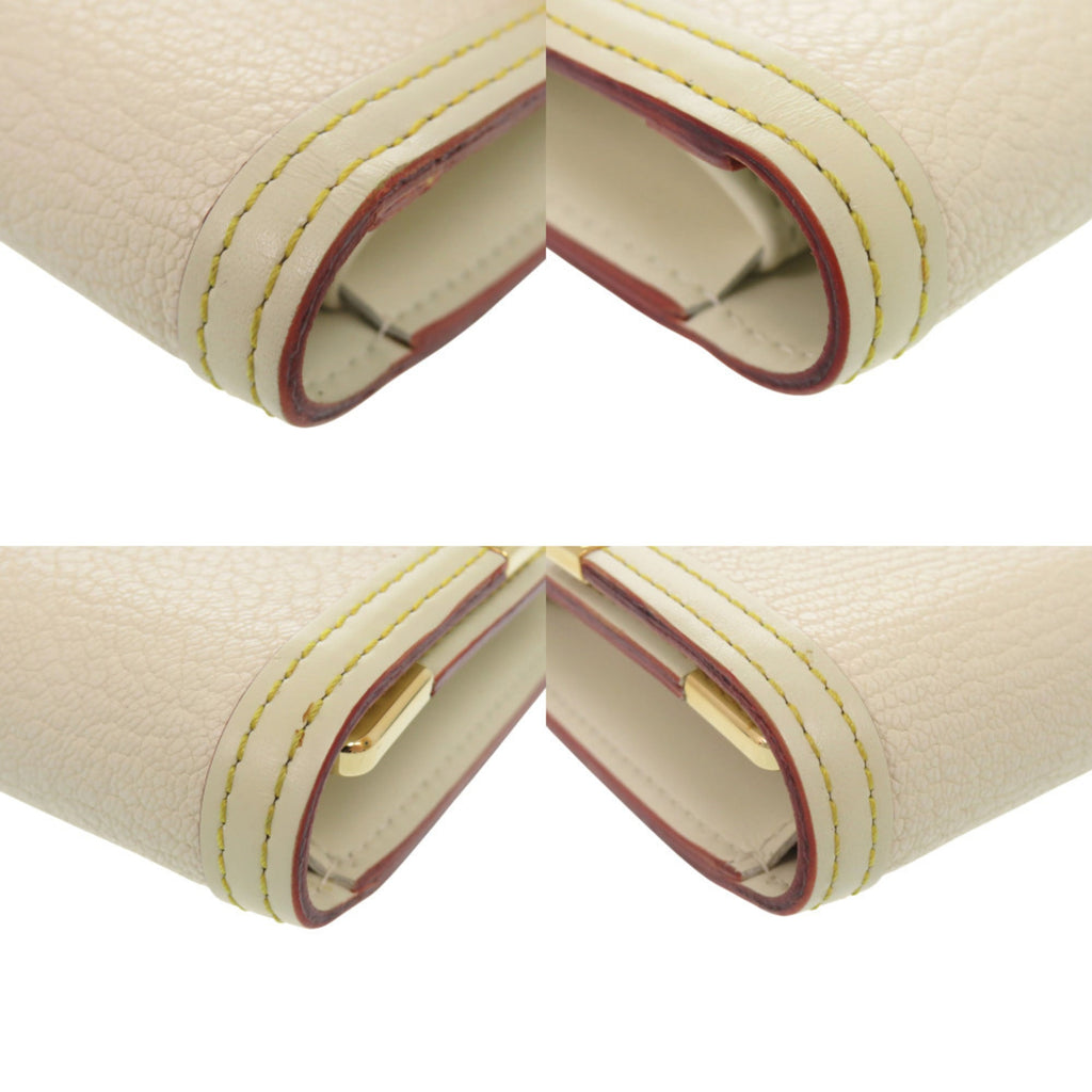 Louis Vuitton White Leather Long Wallet (Tri-Fold)