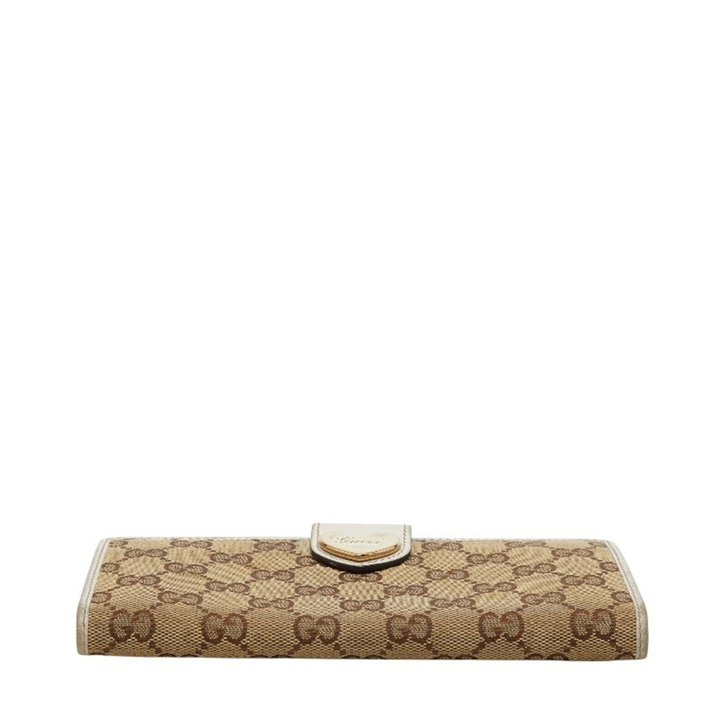 Gucci Beige White Canvas Leather Coin Purse/Coin Case (Pre-Owned)