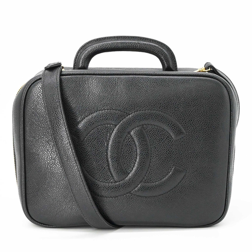 Chanel Black Leather Handbag Vanity Bag