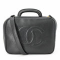 Chanel Black Leather Handbag Vanity Bag