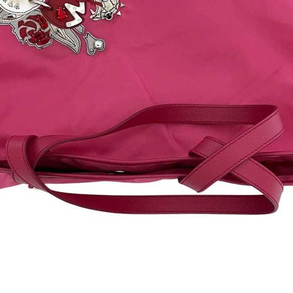 Prada Pink Nylon Saffiano Triangle Leather Tote Bag