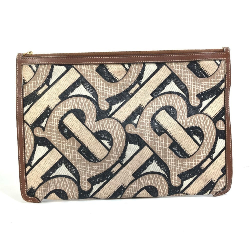 Burberry Brown Pvc Leather Clutch Bag