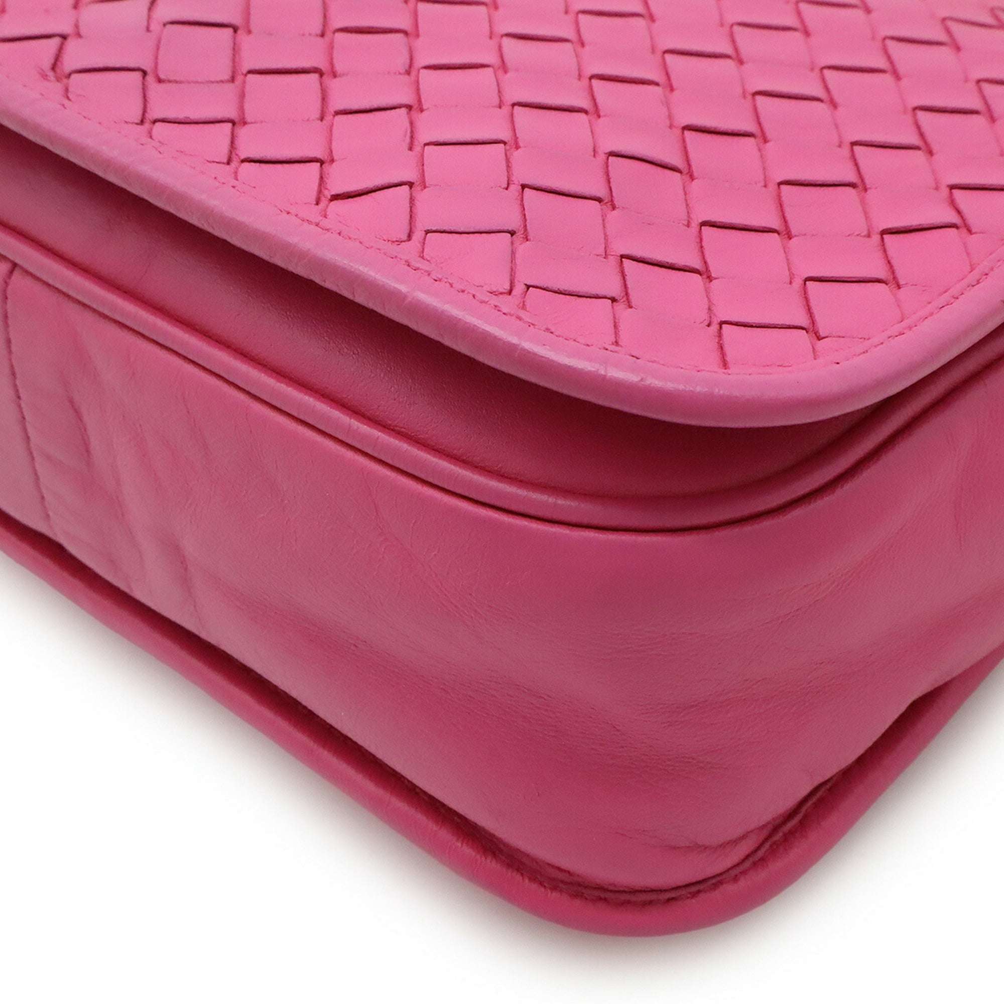 Bottega Veneta Pink Intrecciato Pochette Shoulder Bag