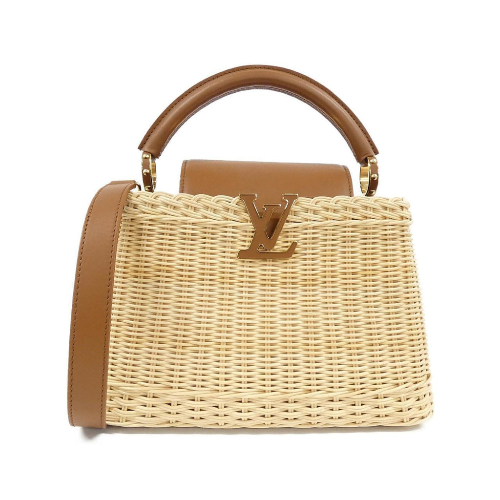Louis Vuitton Brown Natural Rattan Leather Handbag