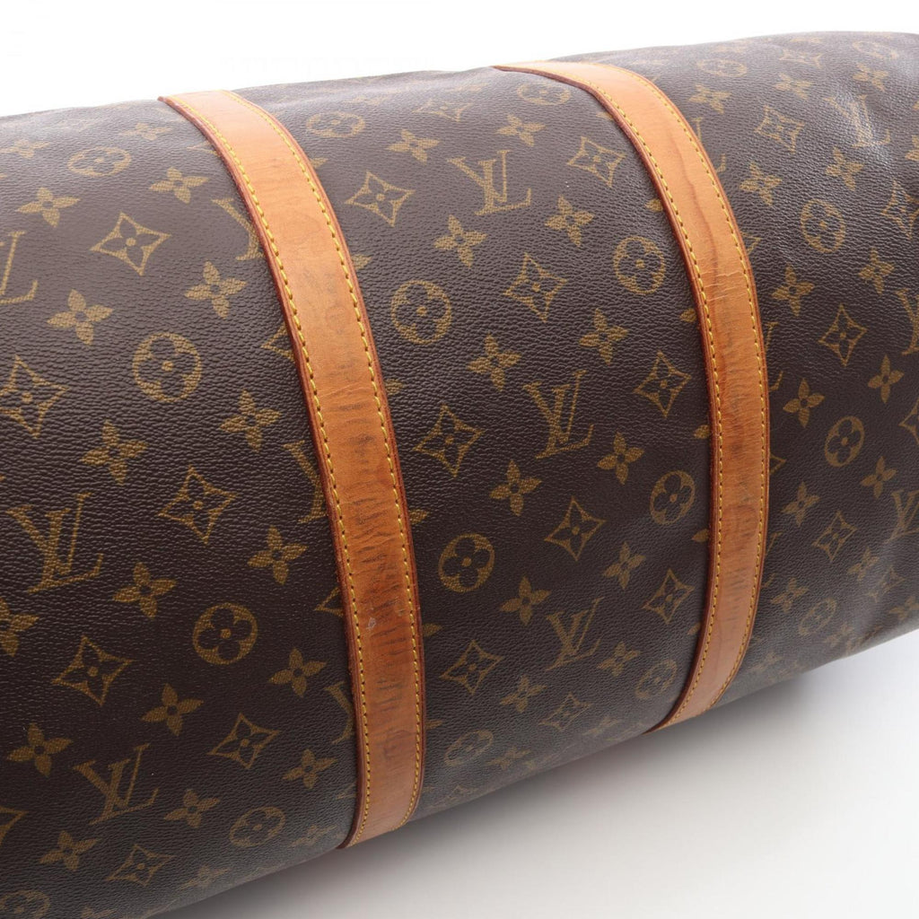 Louis Vuitton Brown Coated Canvas Leather Boston Bag Handbag