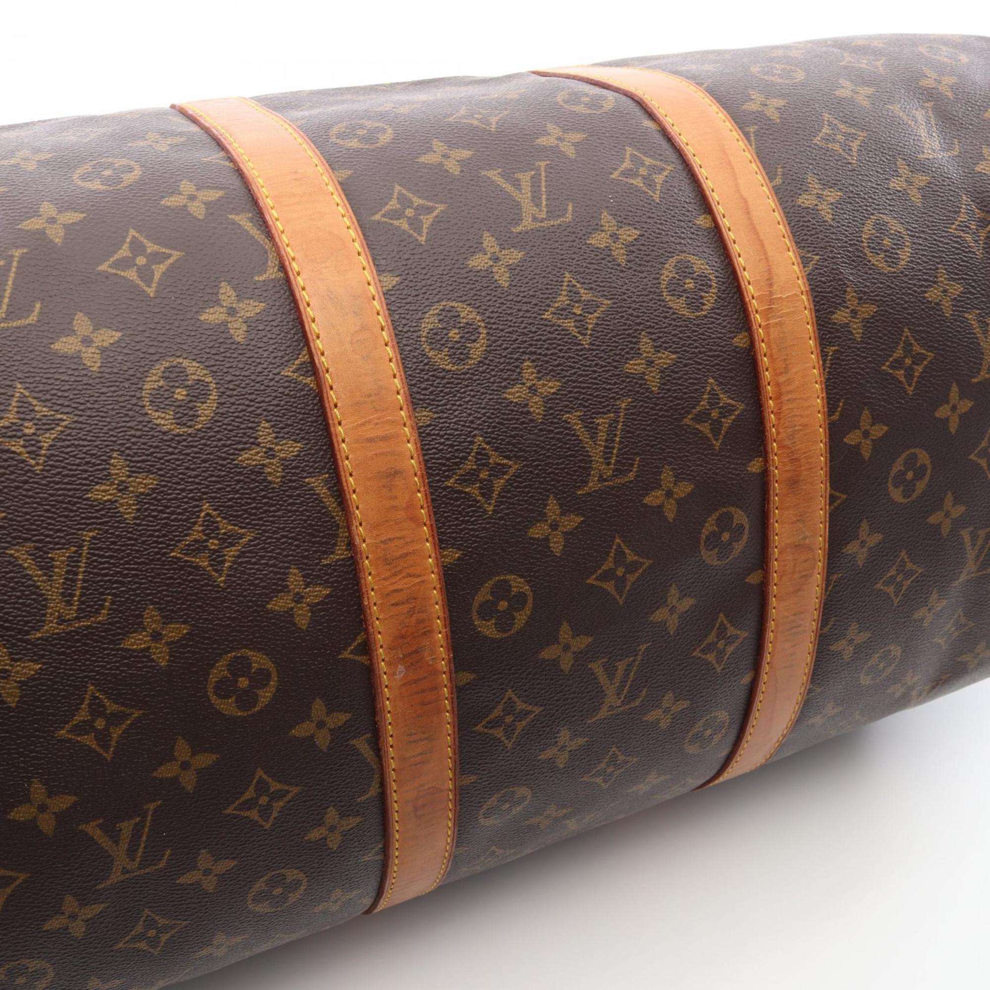 Louis Vuitton Brown Coated Canvas Leather Boston Bag Handbag