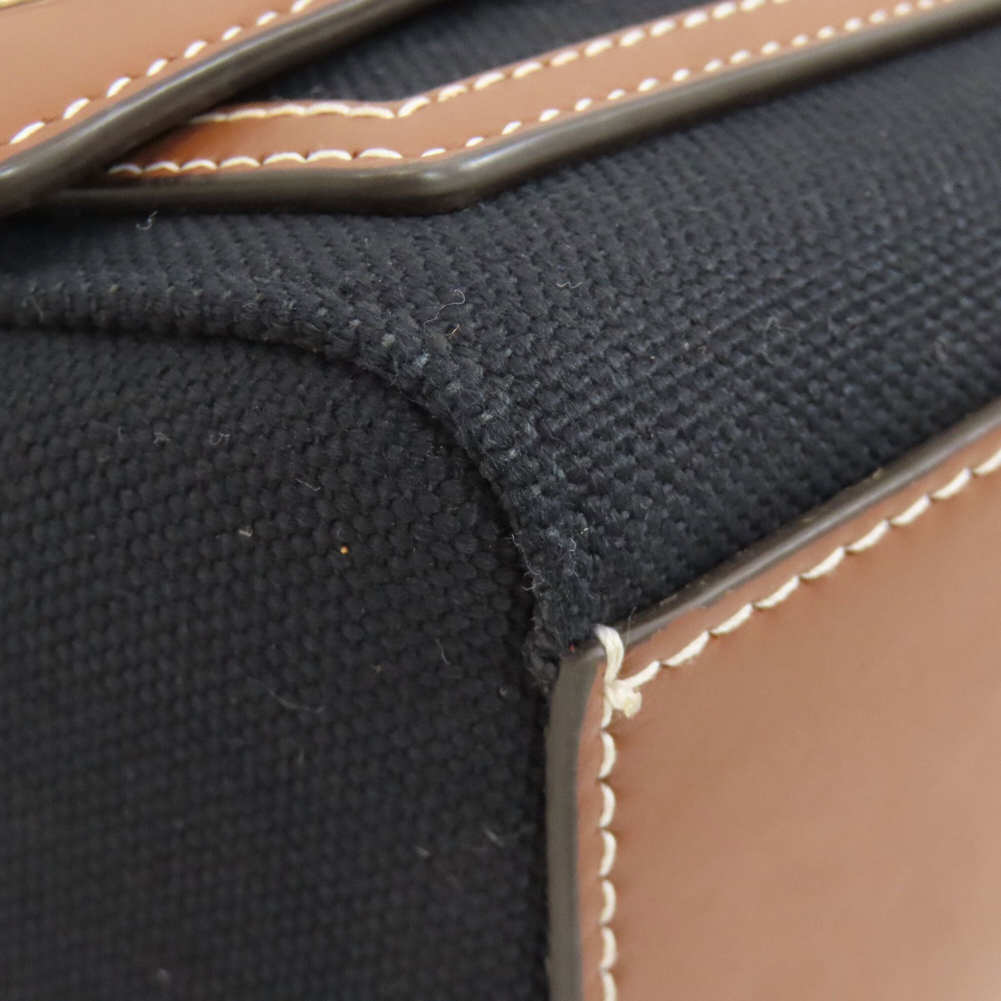 Burberry Black Brown Canvas Leather Shoulder Bag