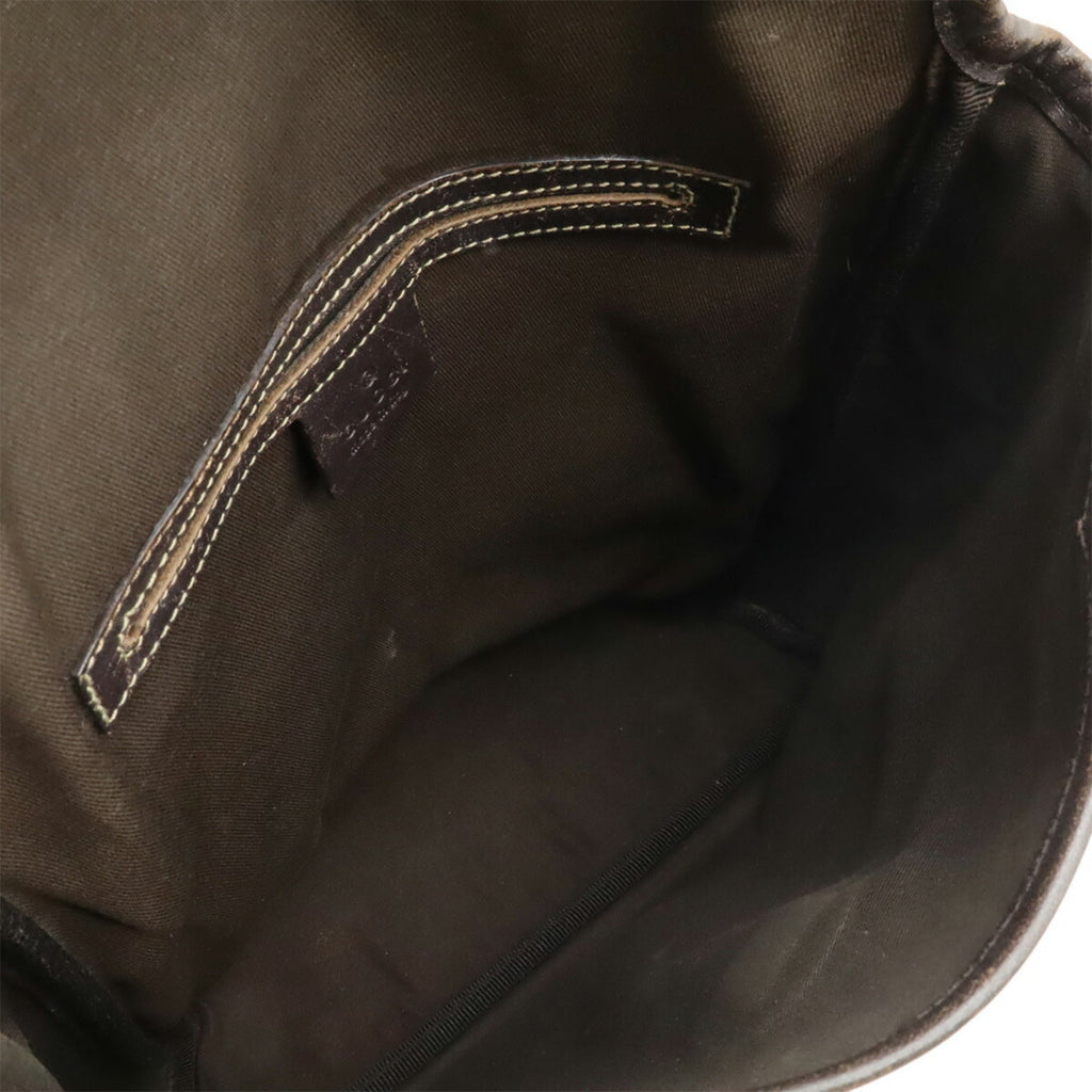 Gucci Gg Plus Beige Dark Brown Gg Supreme Leather Pochette Shoulder Bag (Pre-Owned)