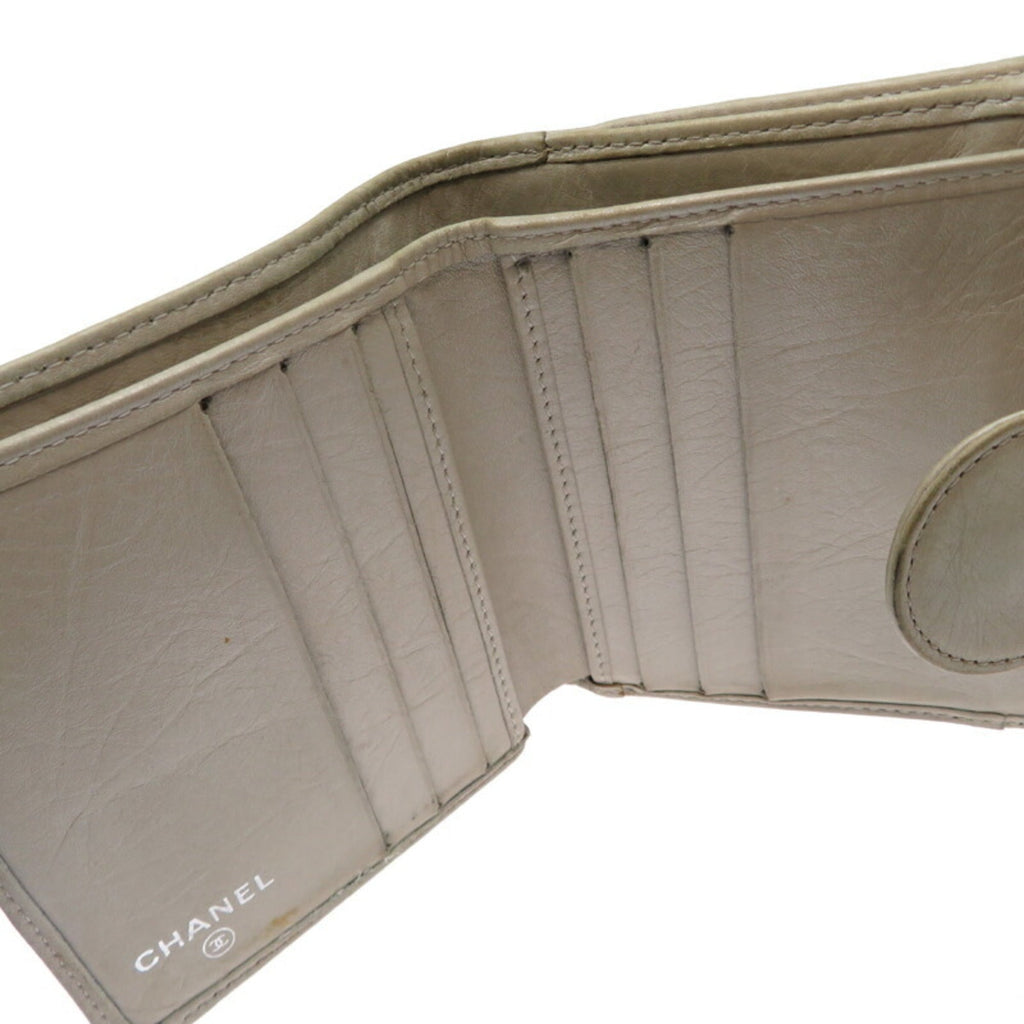 Chanel Gray Leather Wallet (Bi-Fold)